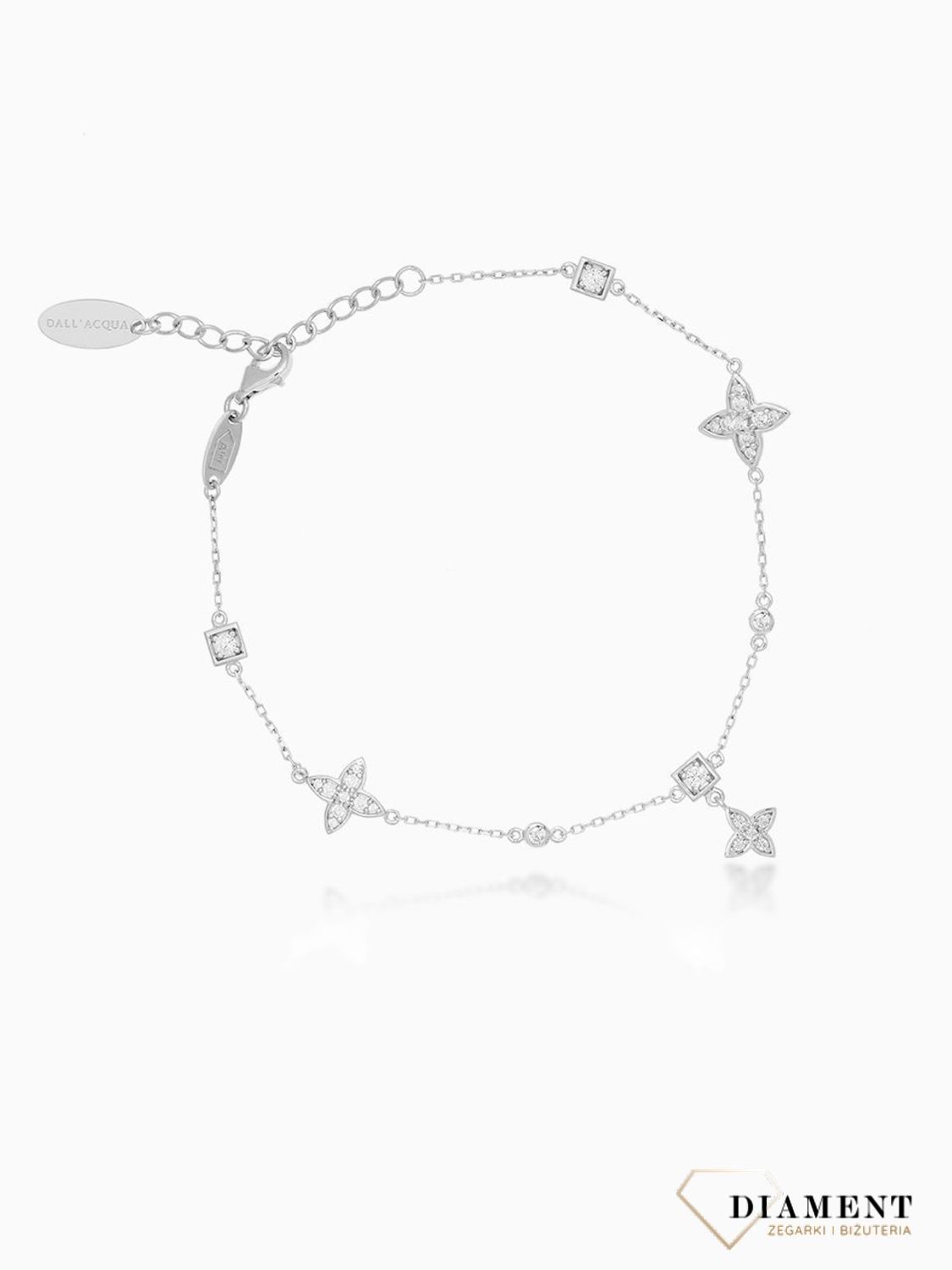 Bransoletka srebrna kwiatki w cyrkonie Dall'Acqua B YB 260 0102.jpg